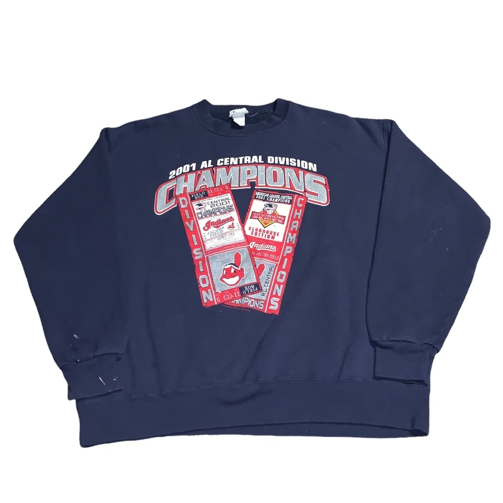 Vintage Lee Sport Cleveland Indians 2001 AL Central Division Champions Sweater